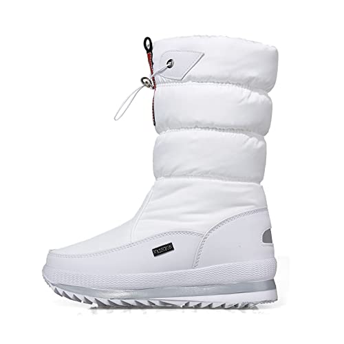 TDHLW Winterstiefel für Männer und Frauen,Wasserdicht Warm Gefüttert Schneestiefel Winterschuhe Herren Snow Boots,Winter-Wanderschuhe für kaltes Wetter Wandern Arbeiten Camping,Weiß,37 von TDHLW