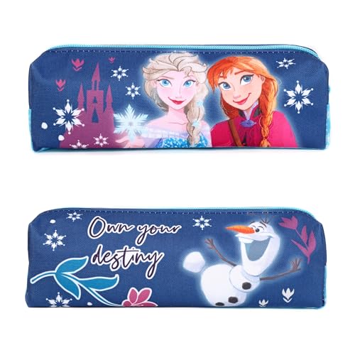 TDL Frozen Elsa & Anna Mädchen Federmäppchen, blau, Rechteckiges Federmäppchen mit Reißverschluss von TDL