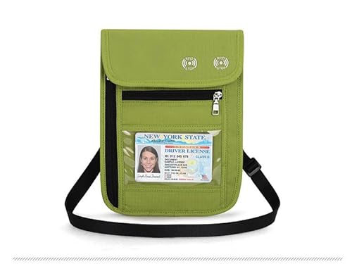 RFID-blockierende Reisepasshülle, Reisebrieftasche, Sicherheits-Brusttasche, Diebstahlschutz, Grün , 21*16cm, modisch von TEAFIRST
