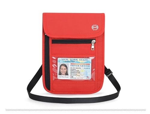 RFID-blockierende Reisepasshülle, Reisebrieftasche, Sicherheits-Brusttasche, Diebstahlschutz, Rot/Ausflug, einfarbig (Getaway Solids), 21*16cm, modisch von TEAFIRST