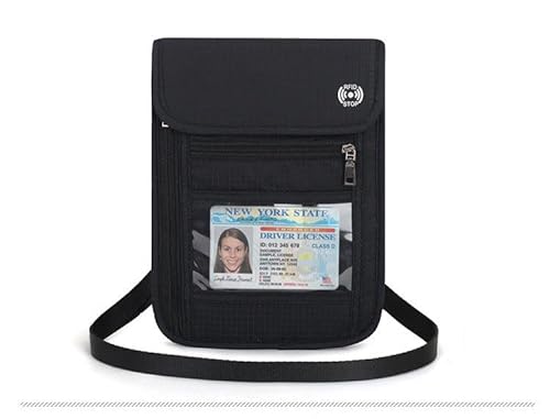 RFID-blockierende Reisepasshülle, Reisebrieftasche, Sicherheits-Brusttasche, Diebstahlschutz, Schwarz, 21*16cm, modisch von TEAFIRST