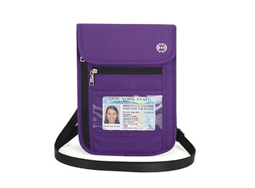 RFID-blockierende Reisepasshülle, Reisebrieftasche, Sicherheits-Brusttasche, Diebstahlschutz, Violett, 21*16cm, modisch von TEAFIRST