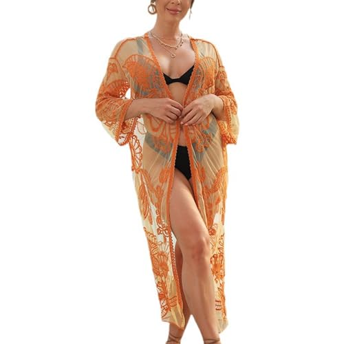 TEBI Damen-Kimono, vorne offen, lange Quasten, Kimono, Strandvertuschung, lange Bikinis, Badebekleidung von TEBI