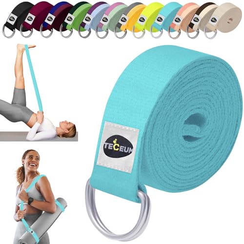 TECEUM Yoga-Gurt – Baumwolle – 1,8 m, 2,4 m, 3 m (15+ Farben) – verstellbarer, rutschfester Gürtel für tägliche Yoga-Praxis, Pilates, Stretching, Physiotherapie, Fitness und Heimtraining – für alle von TECEUM
