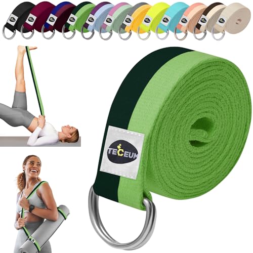 TECEUM Yoga-Gurt – Baumwolle – 1,8 m, 2,4 m, 3 m (15+ Farben) – verstellbarer, rutschfester Gürtel für tägliche Yoga-Praxis, Pilates, Stretching, Physiotherapie, Fitness und Heimtraining – für alle von TECEUM