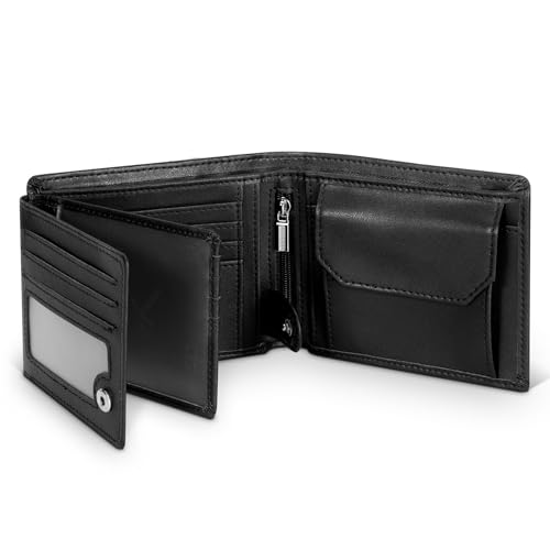 TEEHON Geldbörse Herren Slim Wallet RFID Blocking Mikrofaser Portmonee Herren mit 13 Kartenetui, Ausweisfenster, Geldscheinfächern, Reißverschlussfach, Geldscheinklammer, mit Geschenkbox - Schwarz TEEHON Geldbörse Herren Slim Wallet RFID Blocking Mikrofaser Portmonee Herren mit 13 Kartenetui, Ausweisfenster, Geldscheinfächern, Reißverschlussfach, Geldscheinklammer, mit Geschenkbox - Schwarz von TEEHON