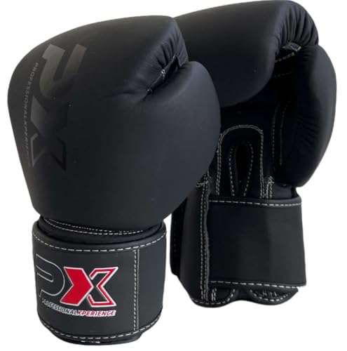 PX Boxhandschuhe Contest Leder schwarz 14 Oz - Gepolsterte Trainingshandschuhe - Fitness, Sparring und Wettkampf - Ergonomisch - Unisex, Kinder, Erwachsene PX Boxhandschuhe Contest Leder schwarz 14 Oz - Gepolsterte Trainingshandschuhe - Fitness, Sparring und Wettkampf - Ergonomisch - Unisex, Kinder, Erwachsene von TEKKA BUDO