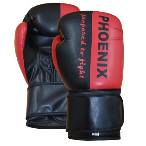 PX Boxhandschuhe Prepared to Fight Kunstleder schwarz-rot 12 Oz - Gepolsterte Trainingshandschuhe - Fitness, Sparring und Wettkampf - Ergonomisch - Unisex, Kinder, Erwachsene von TEKKA BUDO