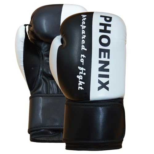 PX Boxhandschuhe Prepared to Fight Kunstleder schwarz-weiß 10 Oz - Gepolsterte Trainingshandschuhe - Fitness, Sparring und Wettkampf - Ergonomisch - Unisex, Kinder, Erwachsene von TEKKA BUDO