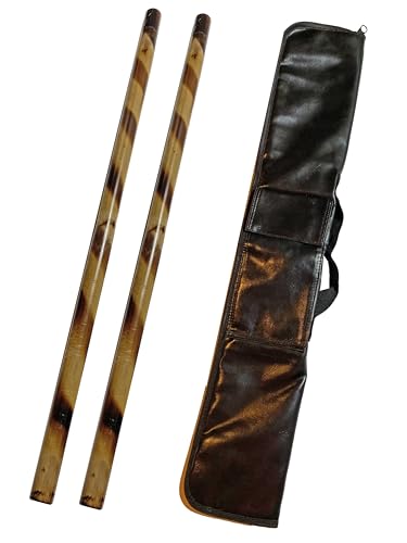 TEKKA BUDO 2er Set Escrima Stock Brandmuster mit Waffentasche - 65 cm Rattan Trainingsstick Brennmuster Spirale - Holz Kurzstock Arnis Kali Kampfsport TEKKA BUDO 2er Set Escrima Stock Brandmuster mit Waffentasche - 65 cm Rattan Trainingsstick Brennmuster Spirale - Holz Kurzstock Arnis Kali Kampfsport von TEKKA BUDO