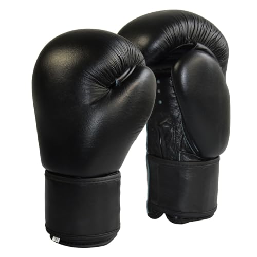 TEKKA BUDO Boxhandschuhe Top-Modell schwarz Echtleder 14 Oz - Gepolsterte Trainingshandschuhe - Fitness, Sparring und Wettkampf - Ergonomisch - Unisex, Kinder, Erwachsene von TEKKA BUDO