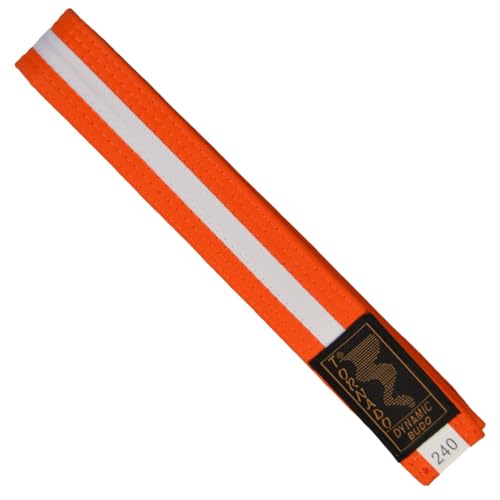 TEKKA BUDO Kampfsport Gürtel mit Mittelstreifen orange-weiß 220 cm 2-farbig - Budogürtel, Karate, Judo, Taekwondo, Ju-Jutsu von TEKKA BUDO