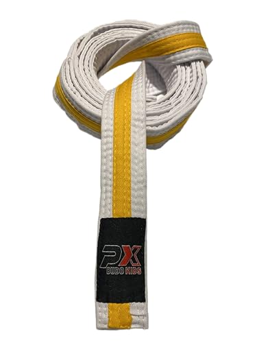 TEKKA BUDO Kampfsport Gürtel weiß-gelb Kids Soft - Weicher Farbgurt, leicht zum Binden - Kindergürtel Mittelstreifen - Karate Judo Taekwondo Ninjutsu - 200 cm TEKKA BUDO Kampfsport Gürtel weiß-gelb Kids Soft - Weicher Farbgurt, leicht zum Binden - Kindergürtel Mittelstreifen - Karate Judo Taekwondo Ninjutsu - 200 cm von TEKKA BUDO