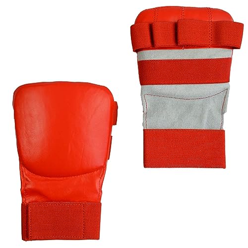 TEKKA BUDO Karate Faustschützer flach - Hand Mitt Echtleder - Rot Gr. S - Fingerschlaufen mit Elastikband - Jujutsu, WingTsun Handschutz TEKKA BUDO Karate Faustschützer flach - Hand Mitt Echtleder - Rot Gr. S - Fingerschlaufen mit Elastikband - Jujutsu, WingTsun Handschutz von TEKKA BUDO