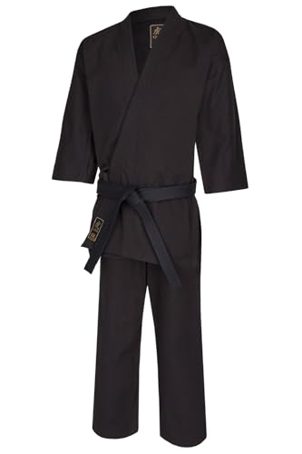 TEKKA BUDO Karateanzug Pro Extra schwarz 14 oz - Karate Gi Set - Jacke. Hose (Schnürbund) - Kumite Anzug - Segeltuch - Größe 170 von TEKKA BUDO