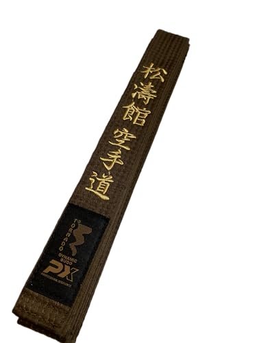 TEKKA BUDO Karategürtel braun - Bestickt - Shotokan Karate Do - 280 cm - Schriftzeichen Bestickung Gold - Braungurt Kanji japanisch - Brauner Gürtel von TEKKA BUDO