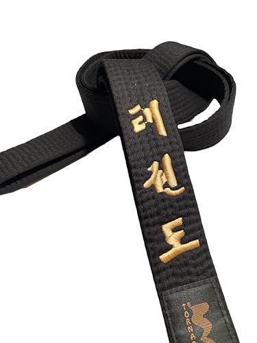 TEKKA BUDO Schwarzer Gürtel Bestickt - Taekwondo - 280 cm - Schriftzeichen Bestickung Gold - Schwarzgurt koreanisch - Taekwondogürtel TEKKA BUDO Schwarzer Gürtel Bestickt - Taekwondo - 280 cm - Schriftzeichen Bestickung Gold - Schwarzgurt koreanisch - Taekwondogürtel von TEKKA BUDO