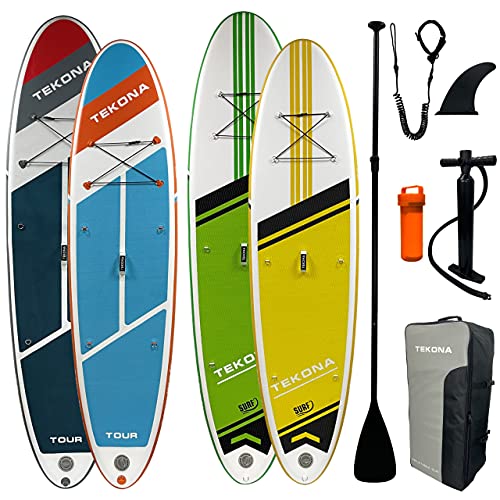 TEKONA Stand Up Paddling Board Set | Aufblasbares SUP Board 3 Finnen | 300cm 120kg Traglast 15cm Dicke | inkl. Rucksack Doppelhub Pumpe Paddel Kajakvorrichtung | Verschiedene Größen und Farben TEKONA Stand Up Paddling Board Set | Aufblasbares SUP Board 3 Finnen | 300cm 120kg Traglast 15cm Dicke | inkl. Rucksack Doppelhub Pumpe Paddel Kajakvorrichtung | Verschiedene Größen und Farben von TEKONA