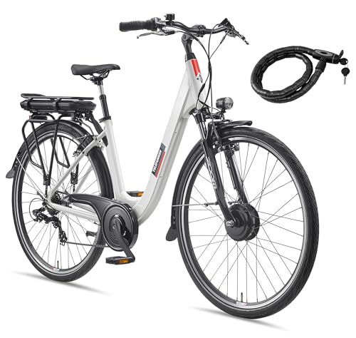 TELEFUNKEN E-Bike Damen 28 Zoll, Elektrofahrrad Frontmotor, 7-Gang Kettenschaltung, V-Bremsen - Pedelec Citybike, inkl. Fahrradschloss, RC825 Multitalent TELEFUNKEN E-Bike Damen 28 Zoll, Elektrofahrrad Frontmotor, 7-Gang Kettenschaltung, V-Bremsen - Pedelec Citybike, inkl. Fahrradschloss, RC825 Multitalent von TELEFUNKEN