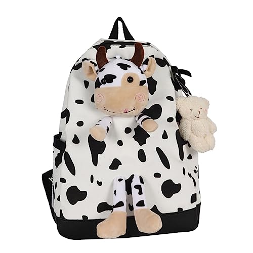 TEMPNAP 1stk Rucksack Mit Milch Kuh Muster Tasche Moderucksack Tierischer Plüschrucksack Hasenrucksack Rucksack Zur Aufbewahrung Für Studenten Rucksack Für Schüler Segeltuch von TEMPNAP