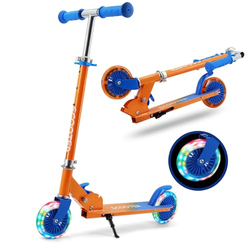 TENBOOM Tretroller für Kinder, 3–8 leuchtende Räder, 3 verstellbare Höhen, Kinderroller mit Ständer, leicht, faltbar, für Jungen und Mädchen von TENBOOM