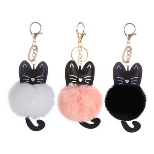 TENDYCOCO 3St Schlüsselanhänger Flauschige Reize Taschendekoration Wolke Plüschtier hängendes Dekor kunstpelz Faux fur guci kreative Schlüsselschnalle Cartoon hängende Dekoration PU-Leder von TENDYCOCO