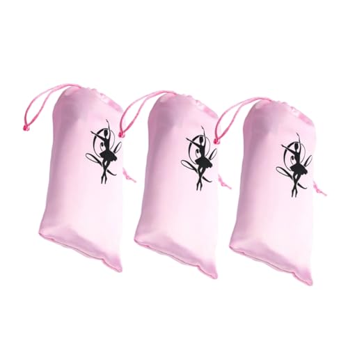 TENDYCOCO 3st Aufbewahrungstasche Für Tanzschuhe Tanztasche Für Mädchen Tasche Für Ballettschuhe Für Kleinkinder Tragetaschen Für Ballettschuhe Tasche Für Damen-Ballettschuhe Satin- Rosa von TENDYCOCO