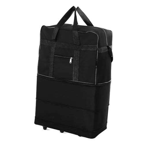 TENDYCOCO Faltbare Gepäcktasche Reisetaschen Rolltasche Große Rollende Reisetasche Erweiterbare Trolleytasche Reisetasche Mit Rollen Rucksack Reisetasche Black Nylon-Oxford-Tuch von TENDYCOCO