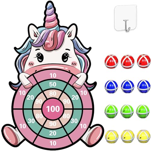Einhorn Geschenke für Mädchen 3-9 Jahre, Einhorn Spielzeug, Einhorn Geschenke Kinder Klett Dartscheibe 63cm, mit 12 Klebrigen Bällen, Einhorn Drinnen und Draußen Dart Wurfspiel Set für Kinder Einhorn Geschenke für Mädchen 3-9 Jahre, Einhorn Spielzeug, Einhorn Geschenke Kinder Klett Dartscheibe 63cm, mit 12 Klebrigen Bällen, Einhorn Drinnen und Draußen Dart Wurfspiel Set für Kinder von TERJBG
