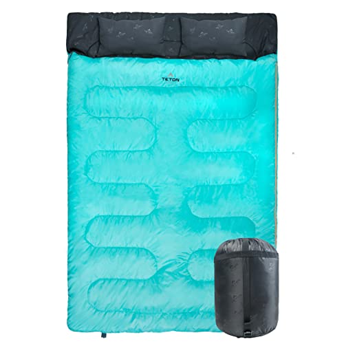 TETON Sports Cascade Doppelschlafsack; leicht, warm und bequem für Familien-Camping, Blaugrün, 221 x 152,4 cm von TETON Sports