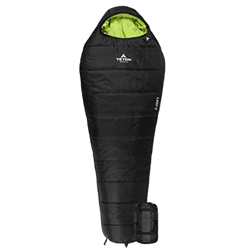 TETON Sports Leef Mumienschlafsack, leicht Schlafsack, Schwarz (Modell 2021), 0F Long von TETON Sports