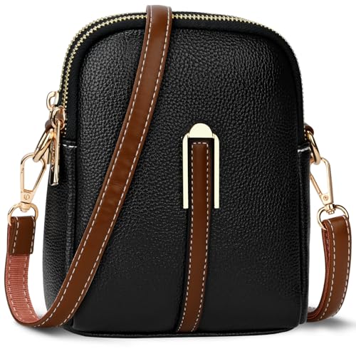 TEUEN Kleine Handy Umhängetasche, Umhängetasche damen PU Leder Crossbody Bag mit Reißverschluss Handtasche Klein Crossbody Tasche Schultertasche mit Verstellbar Schultergurt von TEUEN