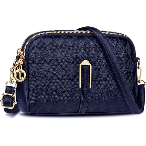 TEUEN Kleine Umhängetasche Damen, Crossbody Bag Damen Leder Weiches Handy Umhängetasche Schultertasche Mode Handtasche mit Reißverschluss mit Verstellbar Abnehmbar Schultergurt von TEUEN