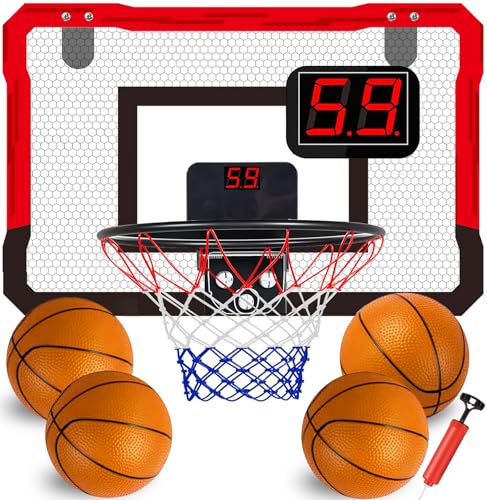 TEUVO Mini Basketballkorb Indoor mit 4 Ball, Tür Basketballkorb Kinder für Zimmer & Büro mit Elektronische Anzeigetafel Basketball Korb Outdoor Wandmontage Sport Spielzeug Geschenke für Jungen Mädchen TEUVO Mini Basketballkorb Indoor mit 4 Ball, Tür Basketballkorb Kinder für Zimmer & Büro mit Elektronische Anzeigetafel Basketball Korb Outdoor Wandmontage Sport Spielzeug Geschenke für Jungen Mädchen von TEUVO