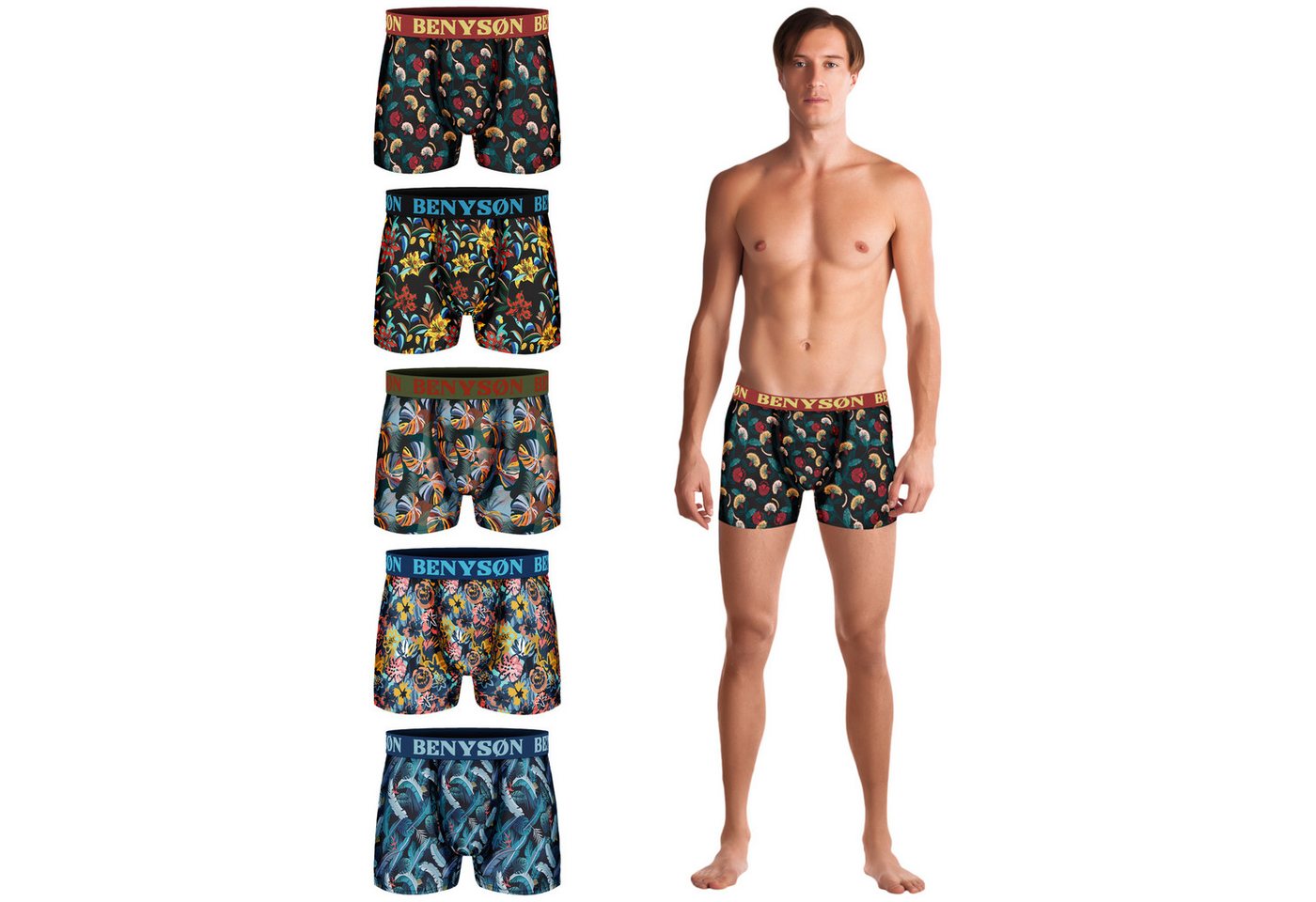 TEXEMP Boxershorts 5er oder 10er Pack Herren Boxershorts Unterwäsche Boxer Shorts Trunks (5-St) 75% Viskose - 20% Baumwolle von TEXEMP