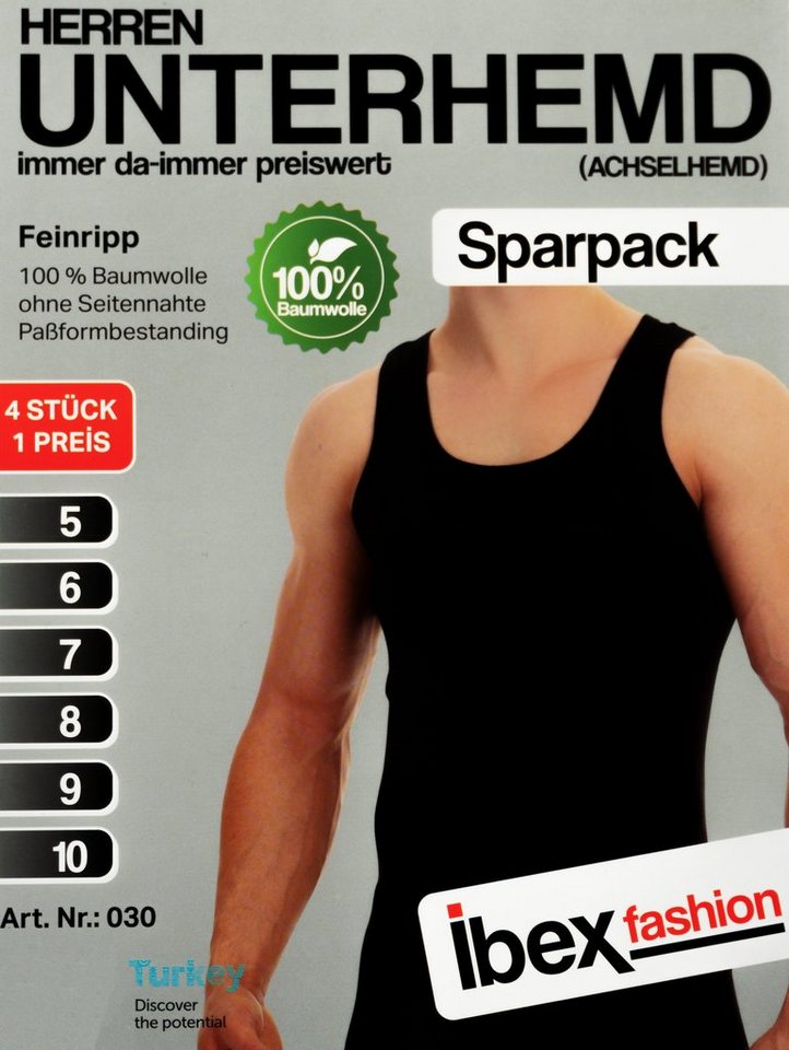 TEXEMP Unterhemd 4er Pack Herren Unterhemd Tank-Top Achselhemd Feinripp Baumwolle (Packung, 4er-Pack) Feinripp von TEXEMP