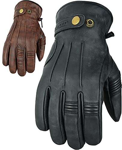 Texpeed Motorradhandschuhe Herren Leder - Biker Winter warm Handschuhe - Weiches, leichtes echtes Schwarz - L von Texpeed