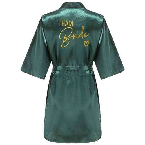 TEidea Bademantel Damen Hochzeit Team Braut Frauen Roben, Gold Monogramm Verzierung, Brautjungfer Roben-Grün-S von TEidea