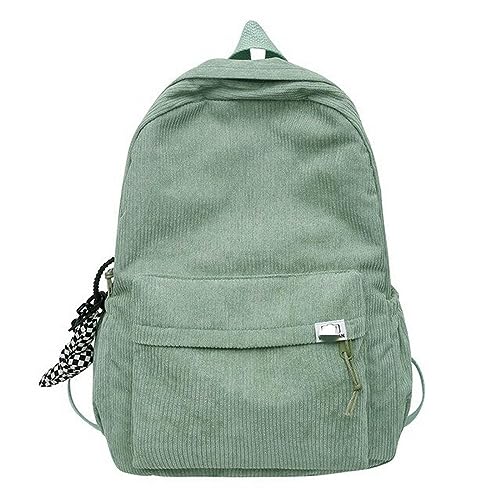 TEidea Schulrucksack Cord -Rucksäcke: Solid Cotton School -Taschen Für Mädchen Im Teenageralter, Ideal Für Einfache Freizeit Oder Reisen, Weiche Taschen Im Winter, Weiche Schläfen-Grün von TEidea