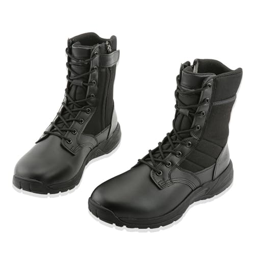 TFDRSEXVD Herren Militärstiefel Einsatzstiefel mit Reißverschluss Taktische Boot Security Stiefel Kampfstiefel Springerstiefel Armee Outdoor Trekking Schuhe,Schwarz,38 von TFDRSEXVD