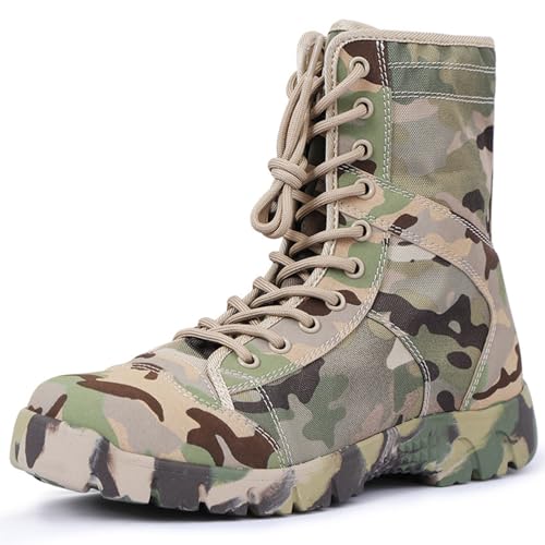 TFDRSEXVD Herren Military Stiefel Leichtgewicht Waterproof Wüste Armee Combat Tactical Einsatzstiefel mit Reissverschluss Army Stiefel ​​Wandern Bergsteigen,Color 1,45 von TFDRSEXVD