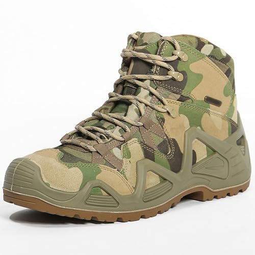 TFDRSEXVD Herren militärische Taktische Kampfstiefel Verschleißfeste wasserdichte Wüsten Schuhe Außenbereich Einsatzstiefel rutschfeste Camping Trekking Wander Stiefel,Color 5,43 von TFDRSEXVD