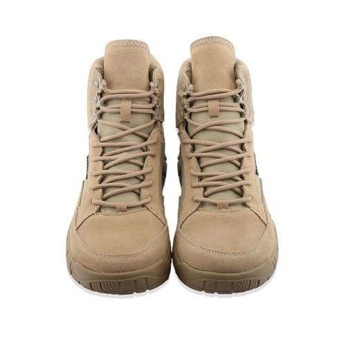 TFDRSEXVD Militärische Taktische Kampfstiefel für Herren, verschleißfeste Wüstenschuhe, Outdoor-Kampfstiefel, Camping-Wanderstiefel,Beige,46 von TFDRSEXVD