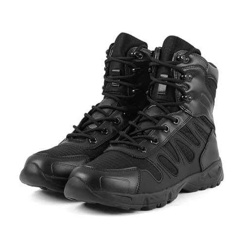 TFDRSEXVD Militärische Taktische Kampfstiefel für Herren, verschleißfeste Wüstenschuhe, Outdoor-Kampfstiefel, Camping-Wanderstiefel,Schwarz,39 von TFDRSEXVD