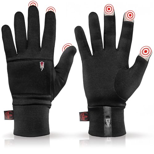 THE HEAT COMPANY – Polartec Liner - Warme Touchscreen Handschuhe für Damen & Herren - Premium Qualität - Winterhandschuhe schwarz - Fahrradhandschuhe & Laufhandschuhe - Größe 6 von THE HEAT COMPANY