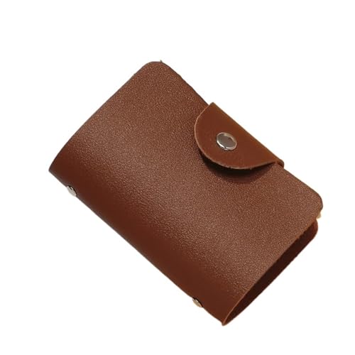 24 Slots Bits Kartenhalter Tasche Einfache Tasche Frauen Männer Kredit ID Karte Organizer Leder Karteninhaber Brieftasche (Color : Brown) von THEPOS