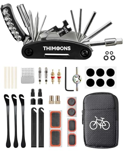 Fahrradflickzeug Set für unterwegs - 21 in 1 Multifunktions Fahrrad werkzeugset,Reparaturset Multitool Satteltasche für Fahrrad,Fahrrad Zubehör,Ebike Kit Mountainbike Reparatursatz (L) von THIMOONS