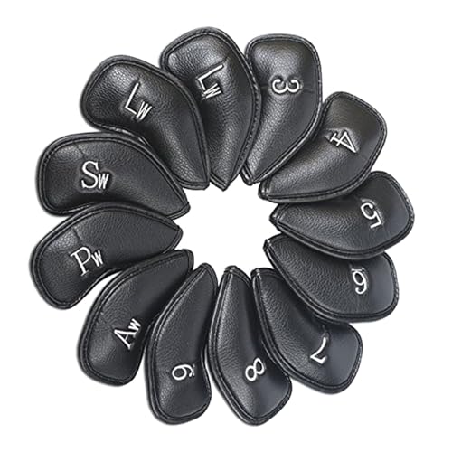 THINCAN 12Pcs PU Leder Golfschläger Headcover Schutz Abdeckungen Stange Kopf Fällen Imprägniert Golfplätze Iron Head Covers Golfplätze Zubehör von THINCAN