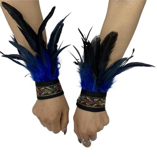 THINCAN Handschuhe, Ethnisches Federarmband für weibliche Themenparty-Kostüme, Handmanschetten, dekorative Armmanschetten, Halloween-Party-Zubehör von THINCAN