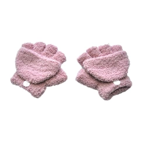 THINCAN Handschuhe, Kinder-Handschuhe mit Überschlag, Plüschhandschuh mit Flip-Top, gestrickter fingerloser Fäustling von THINCAN